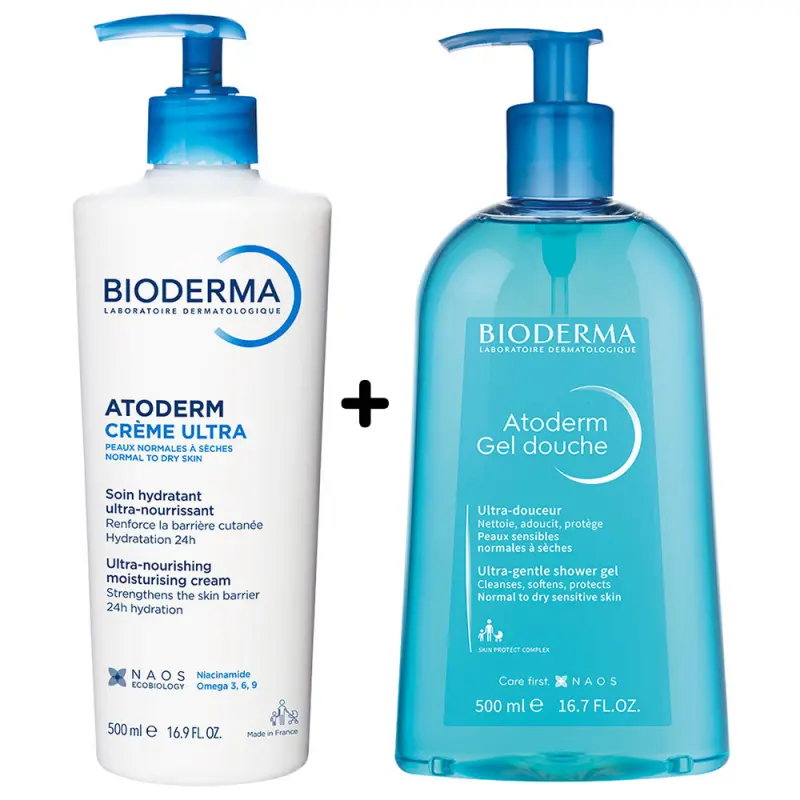 BIODERMA Atoderm Krém Ultra 500 ml + Atoderm Sprchovy gél 500 ml
