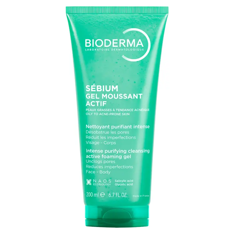 BIODERMA Sébium Gel Moussant Actif intenzívny, hĺbkovo čistiaci gél na mastnú pleť a akné 200 ml