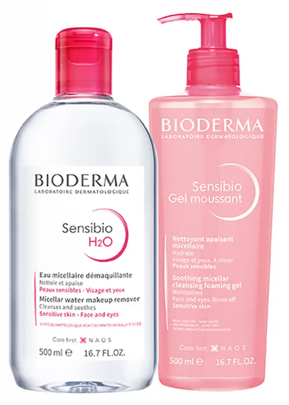 BIODERMA Sensibio Dvojitý čistiaci prípravok na tvár balík (500 ml+500 ml) BIODERMA Sensibio Dvojitý čistiaci prípravok na tvár balík (500 ml+500 ml)