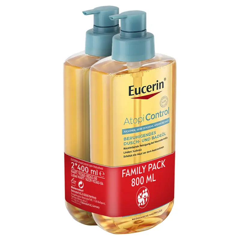 EUCERIN AtopiControl Sprchovy olej DUOPACK 400+400 ml