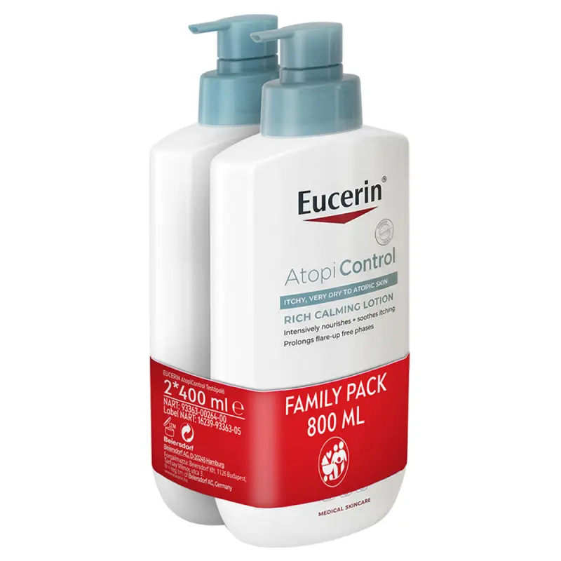 EUCERIN AtopiControl pleťové mlieko DUOPACK 400+400 ml