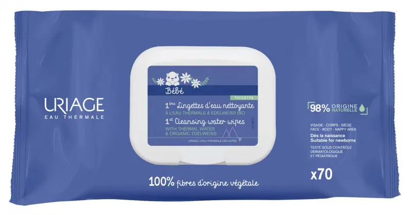 Uriage Bébé 1st Cleansing Wipes čistiace utierky pre deti 70 ks