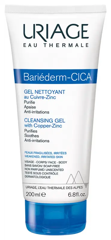 Uriage Bariéderm CICA Upokojujúci čistiaci gél na popraskanú pokožku 200 ml