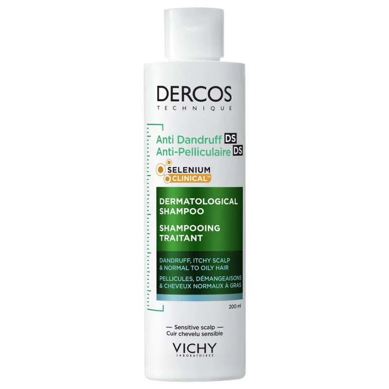 VICHY Dercos Šampón Proti Lupinám Na Normálne Až Mastné Vlasy 200 ml